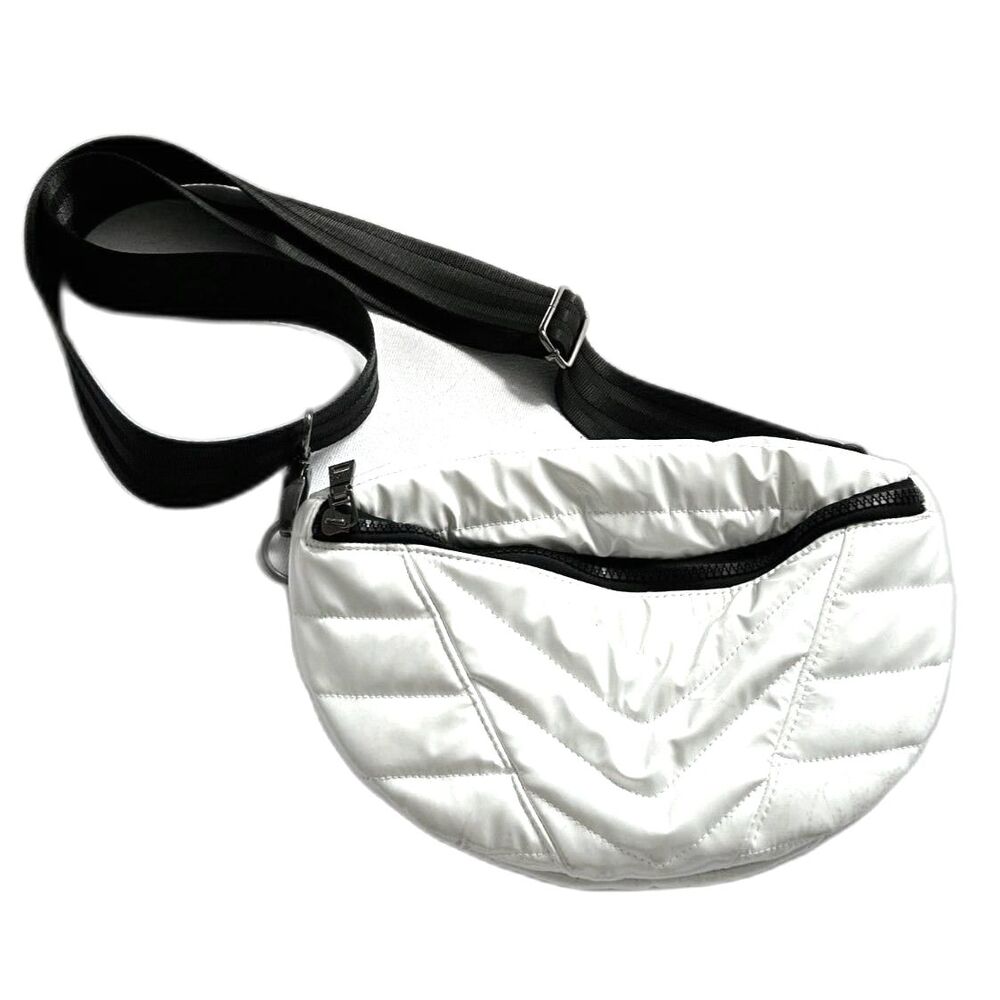 Think Royln Little Runaway White Patent Crossbody Belt Bag
